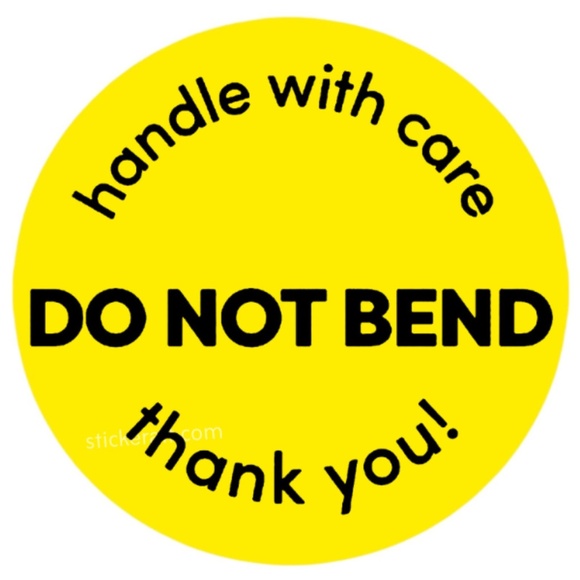 2” DO NOT BEND Orange Stickers - Handle With Care Shipping Labels - Picture 2 of 8
